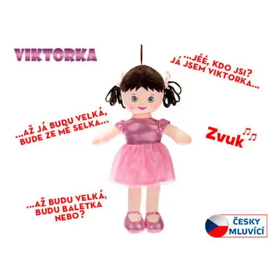 Mikro Panenka Viktorka hadrová 32cm česky mluvící na baterie světle růžová