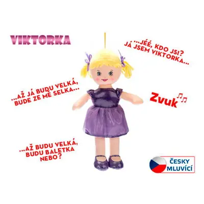 Mikro Panenka Viktorka hadrová 32cm česky mluvící na baterie fialová