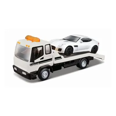 Bburago 1:43 STR FIRE Flatbed Tow Truck, w/Jaguar F-Type R Dynamic (V6)