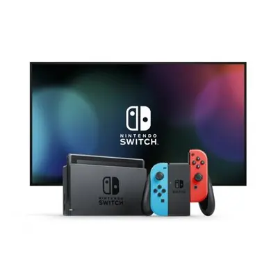 Nintendo Switch console with neon red&blue Joy-Con