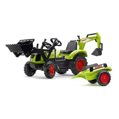 FALK Šlapací traktor Claas Arion 430 s nakladačem, bagrem a vozíkem