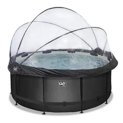 EXIT Frame Pool o360x122cm (12v Sand filter) – Black-Leather Style + Dome