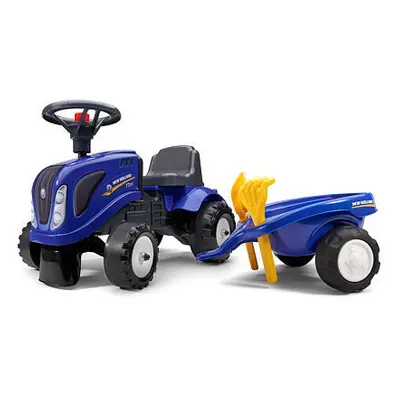 FALK Odrážedlo traktor Baby New Holland T7 s vozíkem, lopatou a hráběmi