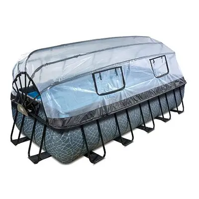 EXIT Frame Pool 5.4x2.5x1m (12v Sand filter) – Stone Grey + Dome