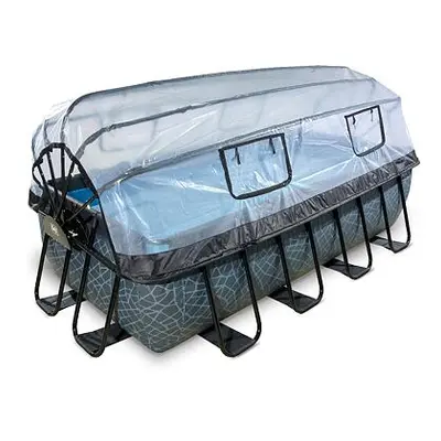 EXIT Frame Pool 4x2x1m (12v Sand filter) – Stone Grey + Dome