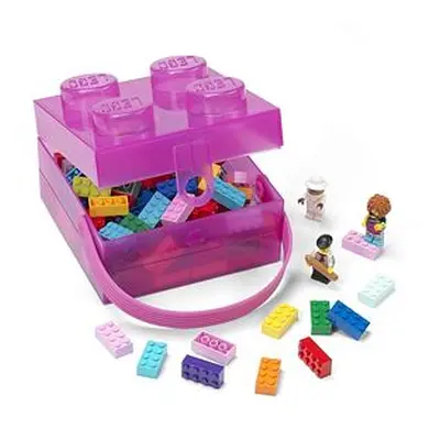 LEGO box s rukojetí - průsvitná fialová