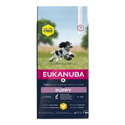 Krmivo EUKANUBA Puppy Medium 15+3kg ZDARMA