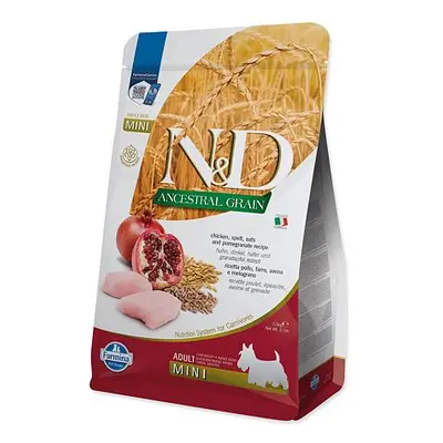 KRMIVO N&D ANCESTRAL GRAIN DOG CHICKEN, SPELT, OATS AND POMEGRANATE ADULT MINI 2.5KG