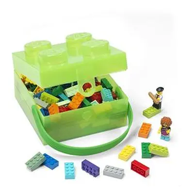 LEGO box s rukojetí - průsvitná zelená