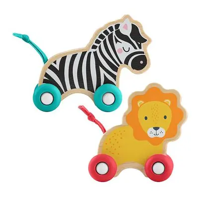 Fisher Price Dřevěná postrkovací zvířátka lev a zebra