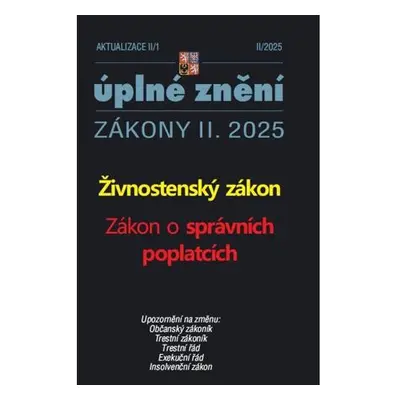 Aktualizace II/1 2025 Živnostenský zákon - Zákon o správních poplatcích