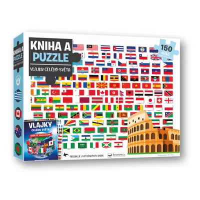 Kniha a puzzle Vlajky celého světa