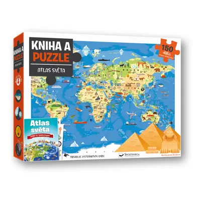 Kniha a puzzle Atlas světa