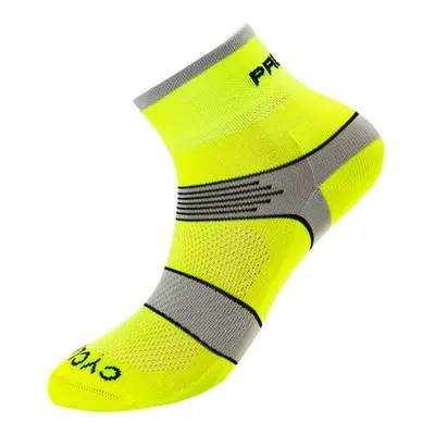 PROGRESS CYCLING SOX cyklistické ponožky 35-38 reflexní žlutá/šedá