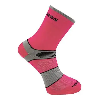 PROGRESS CYCLING HIGH SOX cyklistické ponožky 39-42 neon růžová/šedá