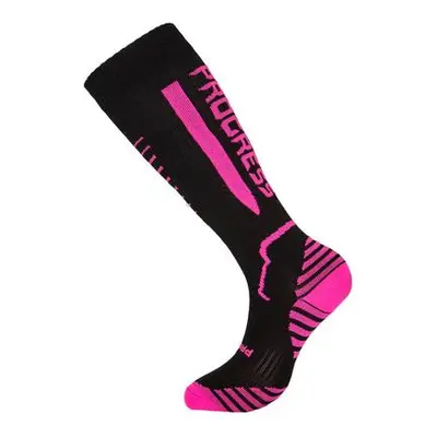 PROGRESS COMPRESS SOX kompresní podkolenky 45-47 černá/neon růžová, Černá / růžová