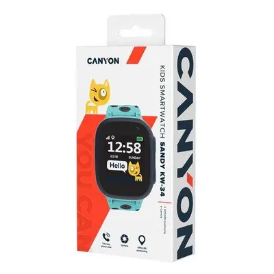 CANYON smart hodinky Sandy KW-34 BLUE/GREY,1,44", Nano SIM, SOS tlačítko, GPS+LBS, kamera, volán