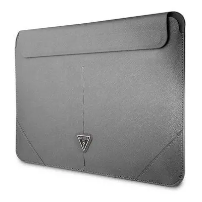 Guess Saffiano Triangle Metal Logo Computer Sleeve 16" Silver