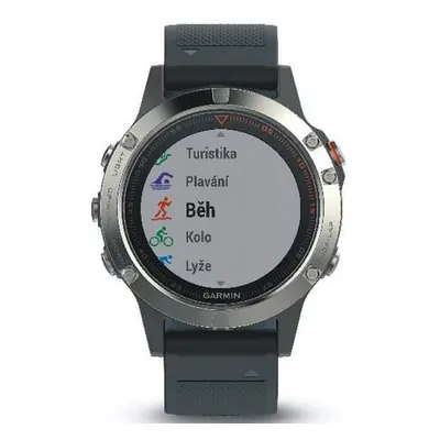 GARMIN GPS chytré hodinky fenix5 Silver Optic, Black band