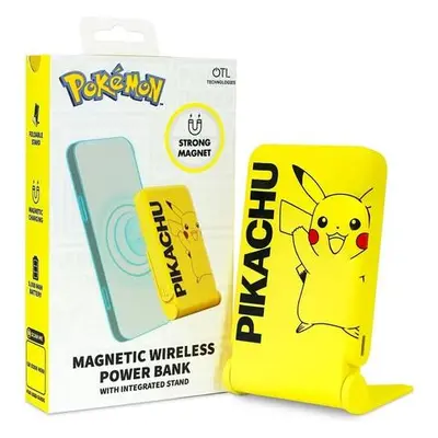 Indukční powerbanka OTL 5000 mAh, USB-C 15W, Pokemon Pikatchu se stojánkem (žlutá)