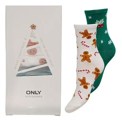 ONLY 2 PACK - dámské ponožky ONLCHRISTMAS 15327377 White