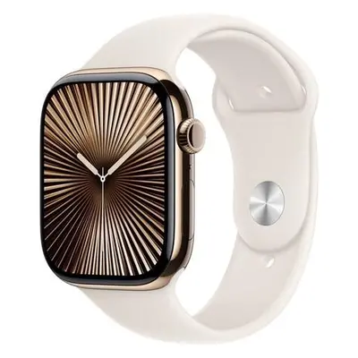 Apple Watch Series 10 GPS + Cellular 46mm Gold Titanium Case with Starlight Sport Band - M/L (MW