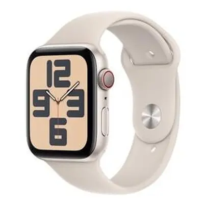 Apple Watch SE (2022) Cellular 44mm sportovní silikonový řemínek hvězdně bílý M/L