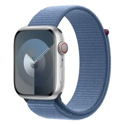 Apple Watch Series 9 Cellular 45mm Stříbrný hliník s ledově modrým provlékacím řemínkem