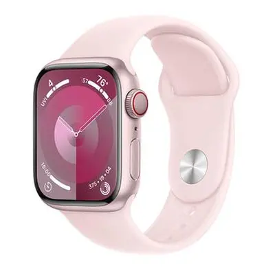 Apple Watch Series 9 Cellular 45mm Růžový hliník se světle růžovým sportovním řemínkem S/M