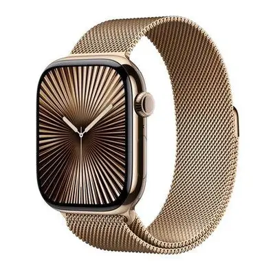 Apple Watch Series 10 GPS + Cellular 46mm Gold Titanium Case with Gold Milanese Loop - S/M (MC7T