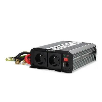 NEDIS měnič napětí/ modifikovaná sinusoida/ 12 V DC/230 V AC 50 Hz/ 1000 W (2000 W špička)/ USB-