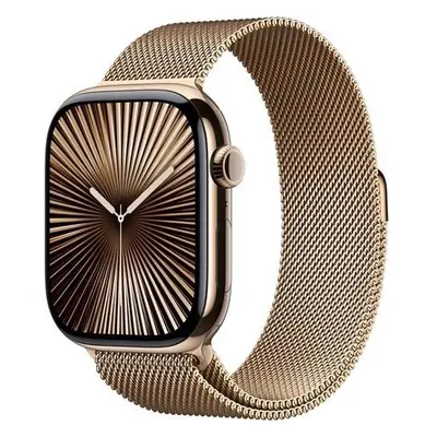 Apple Watch Series 10 GPS + Cellular 46mm Gold Titanium Case with Gold Milanese Loop - M/L (MX00