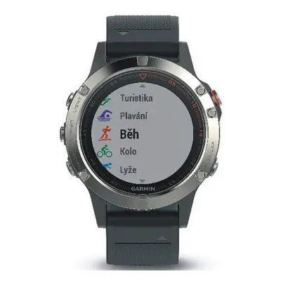 GARMIN GPS chytré hodinky fenix5 Silver Optic, Black band