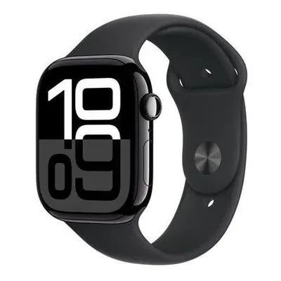 Apple Watch Series 10 GPS + Cellular 46mm Jet Black Aluminium Case with Black Sport Band - S/M (