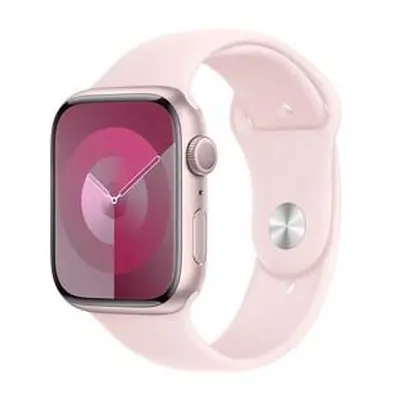 Apple Watch Series 9 45mm Růžový hliník se světle růžovým sportovním řemínkem M/L