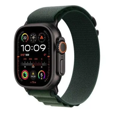 Apple Watch Ultra 2 GPS + Cellular 49mm Black Titanium Case with Dark Green Alpine Loop - Medium