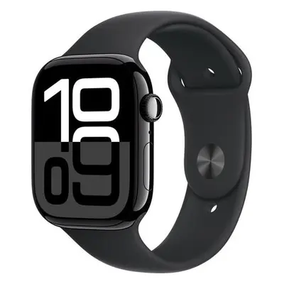 Apple Watch Series 10 GPS + Cellular 46mm Jet Black Aluminium Case with Black Sport Band - M/L (