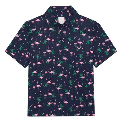 Callaway All Over Flamingo Printed chlapecké golfové triko, tmavě modré