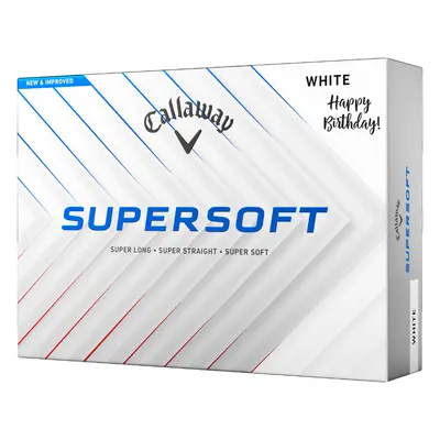 Callaway Supersoft 25 golfové míče - bílé s potiskem HAPPY BIRTHDAY 12 ks