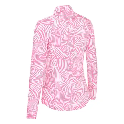 Callaway Stencil Floral Sun Protection dámské triko s dlouhým rukávem, bílé/růžové