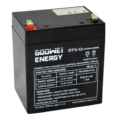 Staniční (záložní) baterie GOOWEI ENERGY OT5-12 F1, 5Ah, 12V ( VRLA )