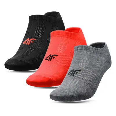 4F HJL22-JSOM005 MIDDLE GREY MELANGE+RED NEON+BLACK Ponožky HJL22-JSOM005 GREYREDBLACK