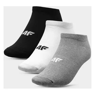 4F H4L22-SOM301 COLD LIGHT GREY MELANGE+WHITE+DEEP BLACK Ponožky H4L22-SOM301 GREYWHITEBLACK