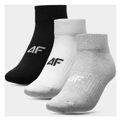 4F H4L22-SOD303 COLD LIGHT GREY MELANGE+WHITE+DEEP BLACK Ponožky H4L22-SOD303 GREYWHITEBLACK