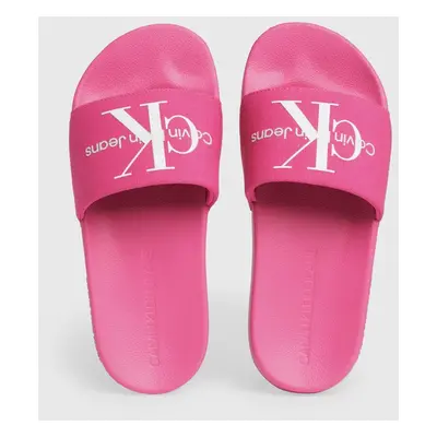 Calvin Klein SLIDE MONOGRAM CO Dámské pantofle YW0YW001030J3