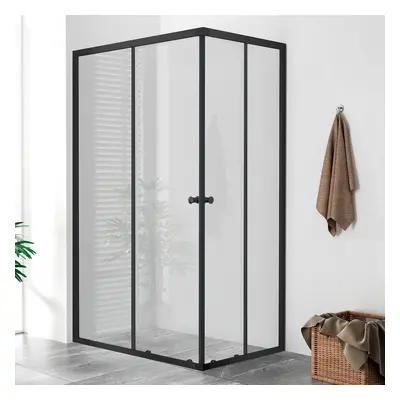 WellMall POINT BLACK 100x80 Clear Obdélníková sprchová zástěna