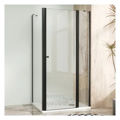 WellMall ALFA-V LINE COMBI Black 100x100 Čiré Sprchový kout s pevnou stěnou v rovině