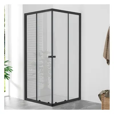 WellMall POINT Q BLACK 90x90 Clear Čtvercová sprchová zástěna