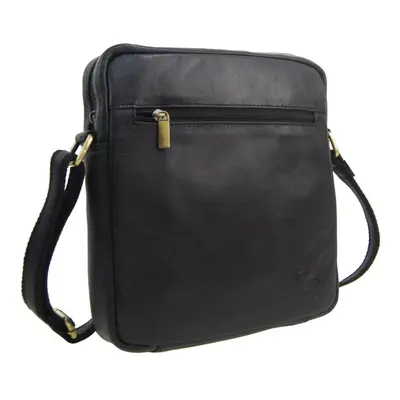 GROSSO Kožená pánská crossbody taška 23,5x26x6 cm černá