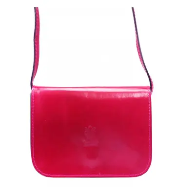 Kožená malá dámská crossbody kabelka fuchsiová růžová